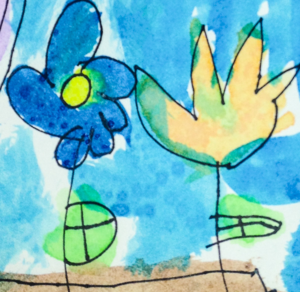 A flower drawing by a preschool student at Kirk Preschool Bloomfield Hills Michigan