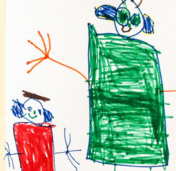 A family drawing by a preschool student at Kirk Preschool Bloomfield Hills Michigan