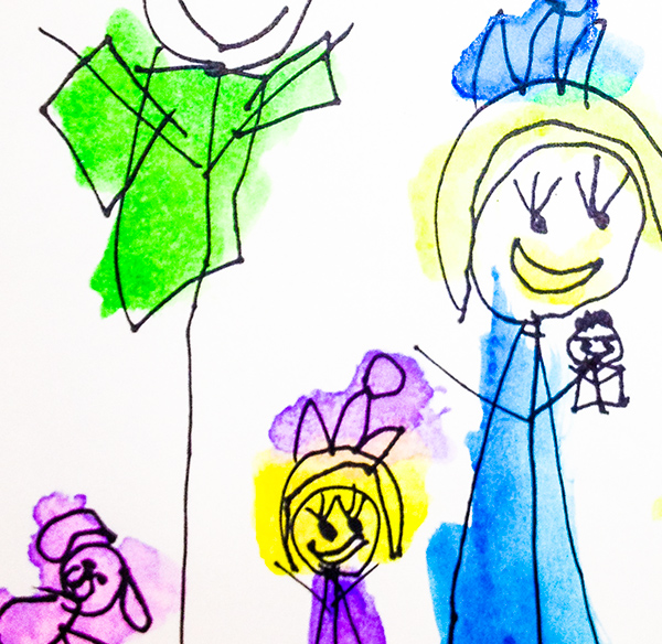 A family drawing by one of our preschool students at Kirk Preschool Bloomfield Hills Michigan