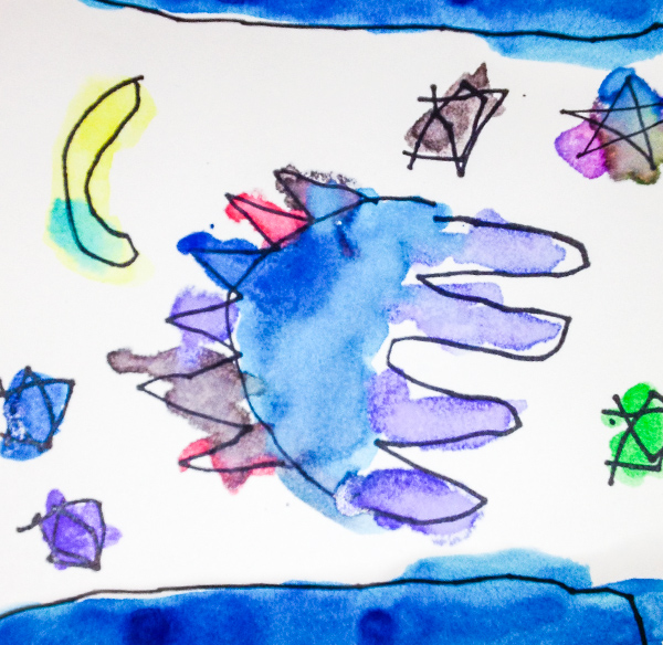 A preschool student's night sky painting.